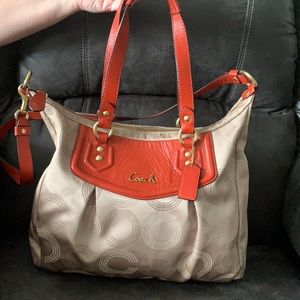 Brown and orange Coach purse